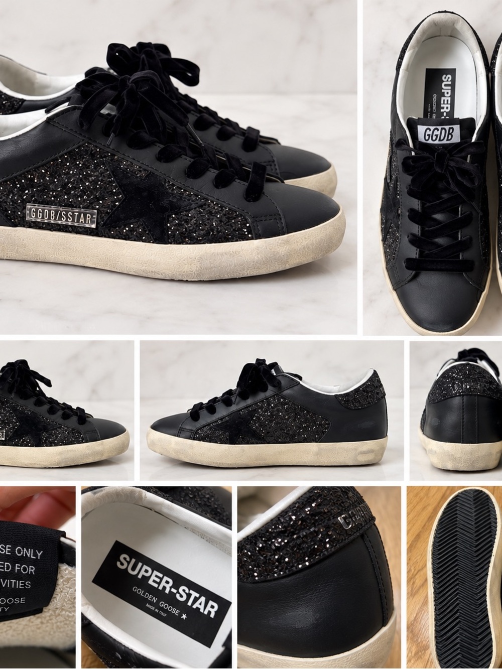 Golden Goose Black Glitter Super-Star Sneakers